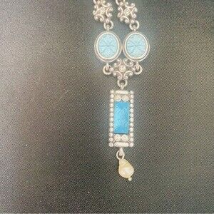 Brighton Mystique Carved Light Blue Crystal Necklace Retired